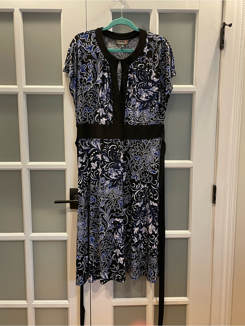 Scarlett Black and Blue Paisley Midi Dress